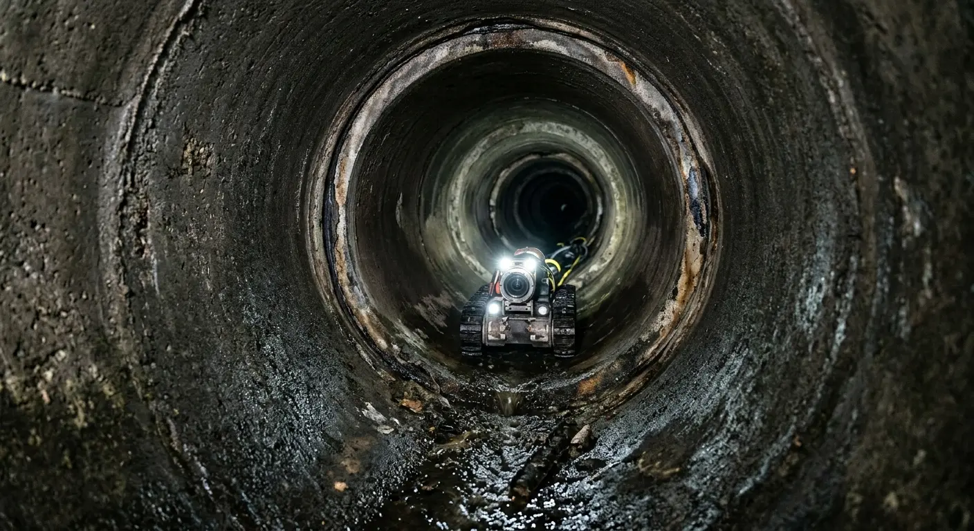Robotic sewer camera inspecting pipe interior for Drain Snake Service in Lake Wylie